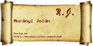 Murányi Jolán névjegykártya